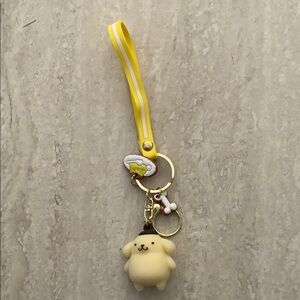 Cute Yellow Dog Keychain with Wrist Strap